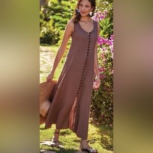 Soft Surroundings Samora Cotton Button Down Midi Dress